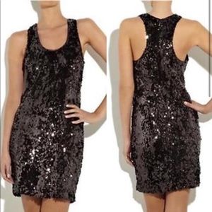 VINCE Sequined Mesh Tank Racer Back Dress